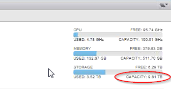 Capacità su vSphere Web Client