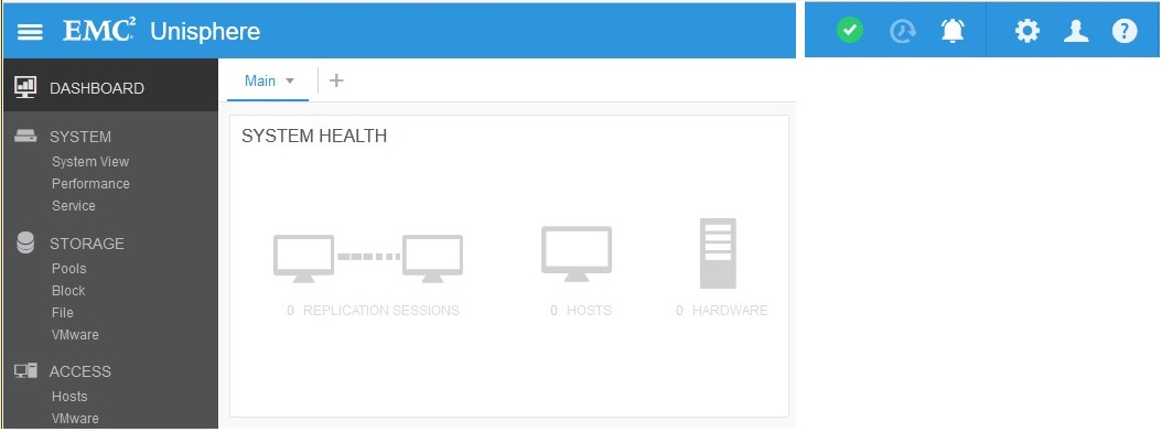 EMC Unisphereシステムの稼働状態