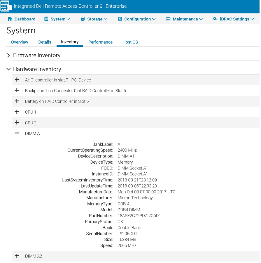 GUI de iDRAC: sistema