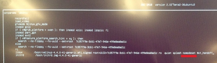 Type the nomodeset line option