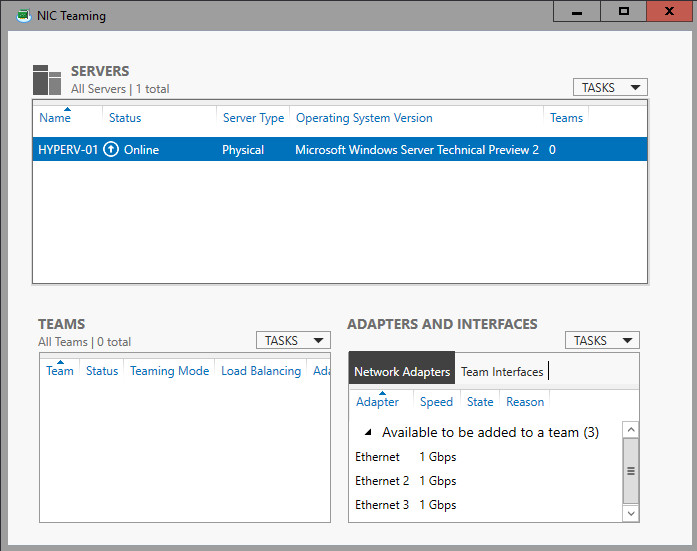 Cuadro de diálogo Formación de equipos de NIC de Windows