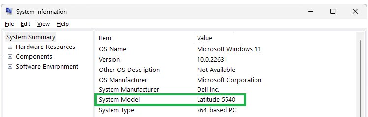 System Information utility