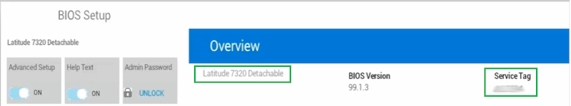 Service tag in BIOS