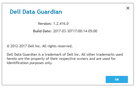 Exemplo de versão do Dell Data Guardian