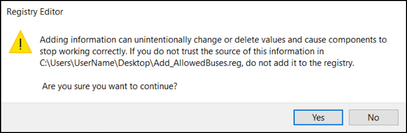 Bestätigung des Windows 10-Registrierungs-Editors