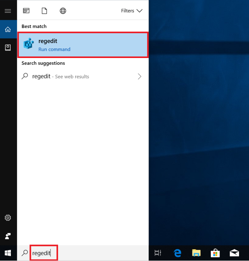 Regedit no Windows 10