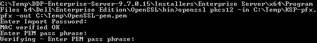 pkcs12 -in C:\Temp\KSP-pfx.pfx -out C:\Temp\OpenSSL-pem.pem