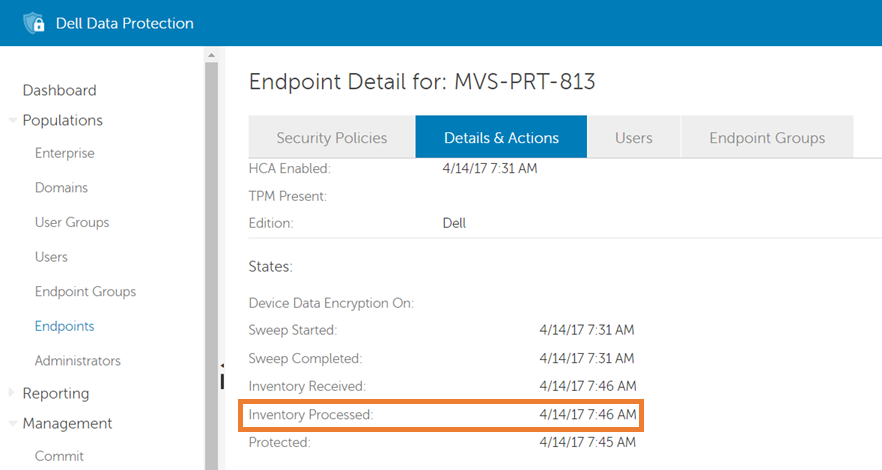 Dettagli endpoint