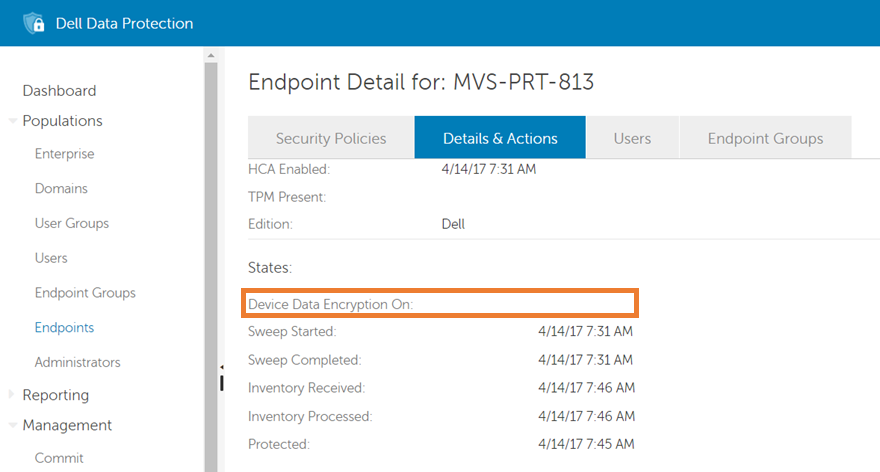 ［Device Data Encryption On］