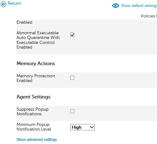 Haga clic en Show advanced settings