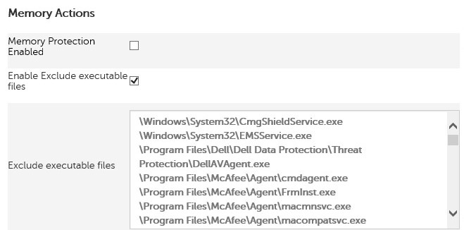 Desplácese hasta Excluir archivos ejecutables