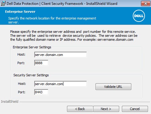 Menú de Enterprise Server