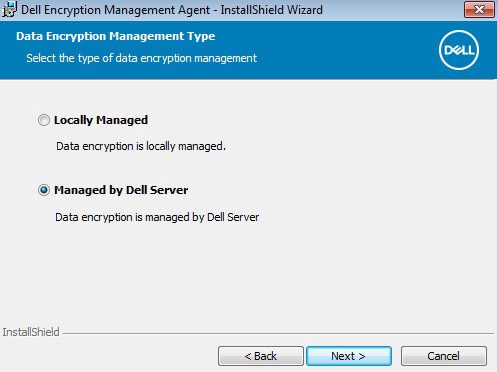 Opzioni Locally Managed e Managed by Dell Server
