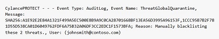 Example message for audit log being forwarded to Syslog