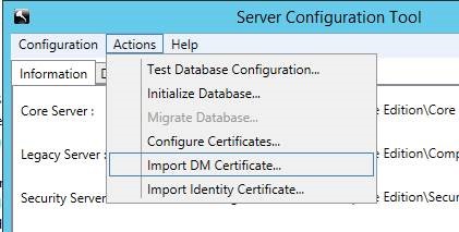 Cliquez sur Import DM Certificates