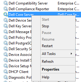 Arrêt de Dell Core Server