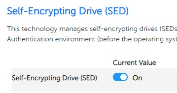 Wyłącz opcję Self-Encrypting Drive (SED)