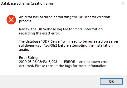 Database Schema Creation Error