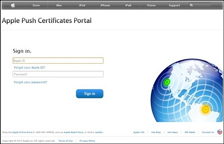 Portale dei certificati push Apple