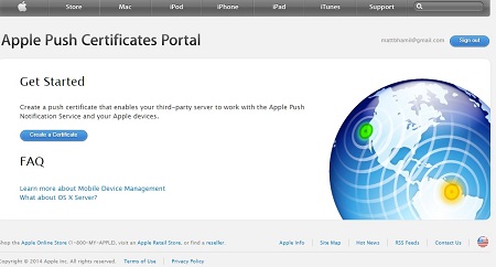 Cliccare su Create a Certificate