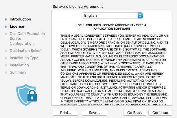 ［Software License Agreement］画面