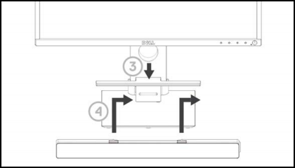 Conexión de la barra de sonido Dell AC511M al soporte incluido