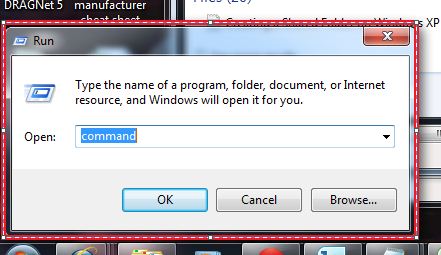 Typing command in the run window