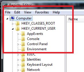 dossier HKEY_CURRENT_USER