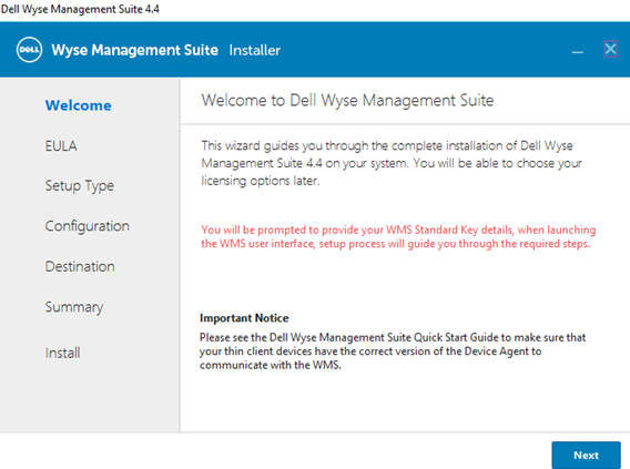 歡迎使用 Dell Wyse Management Suite 畫面