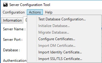Valitse Test Database Configuration
