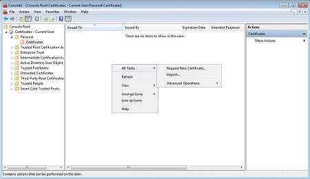 Click Request New Certificate