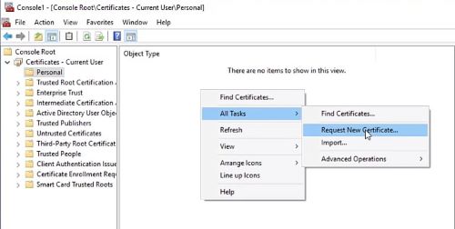 Click Request New Certificate