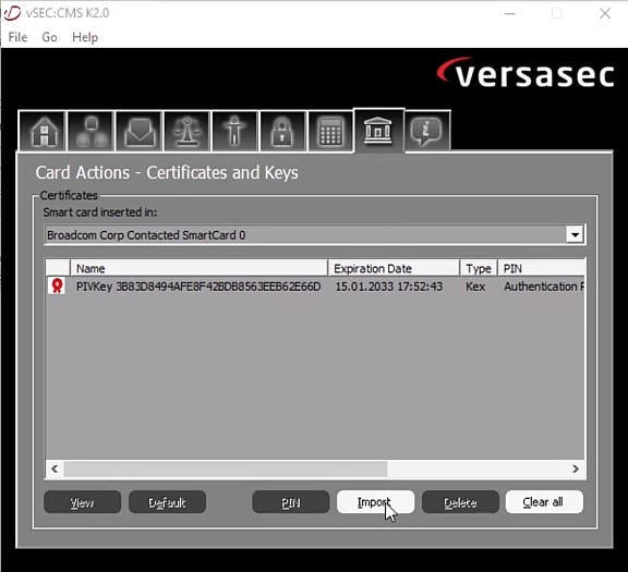 Click Import In VersaSec agent