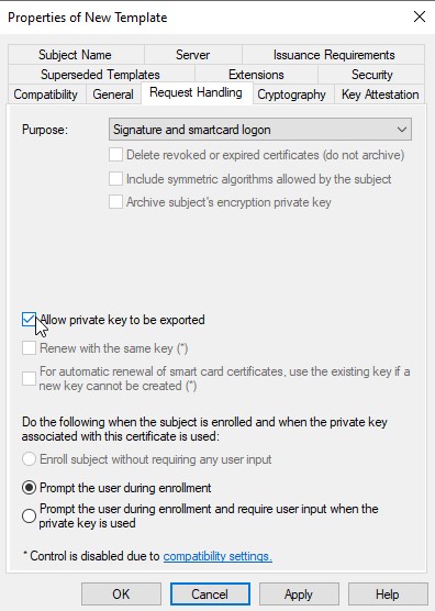 Ensure that Allow private key to be exported is checked