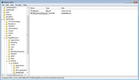 Create a DWORD and then name it MSSmartcardSupport