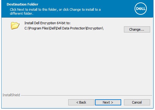 Dell Encryption Personal destination folder screen