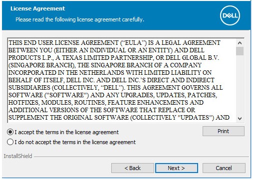 Dell Encryption Personal EULA-skärm