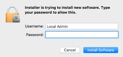 Administrator credentials prompt