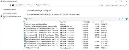 Ověřování nástrojů Dell Data Protection Security Tools v programech a funkcích