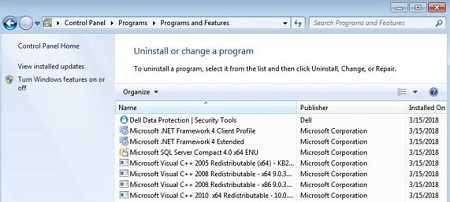 Bezpečnostní nástroje Dell Data Protection v programech a funkcích