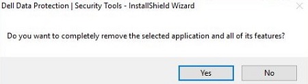 Bekræfter afinstallationen af Dell Data Protection Security Tools