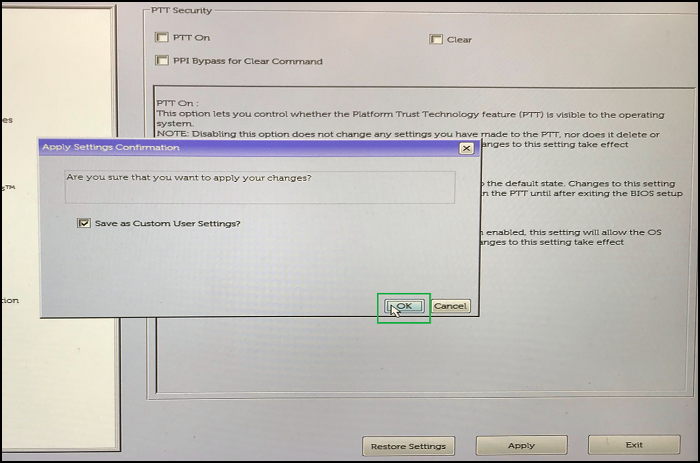 Dell Wyse 5070 BIOS PTT 安全正常