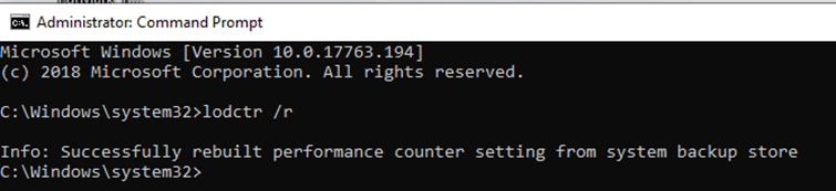 The performance counter setting will rebuild itself