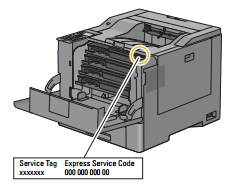 Emplacement du numéro de série de l’imprimante laser couleur Dell C3760dn