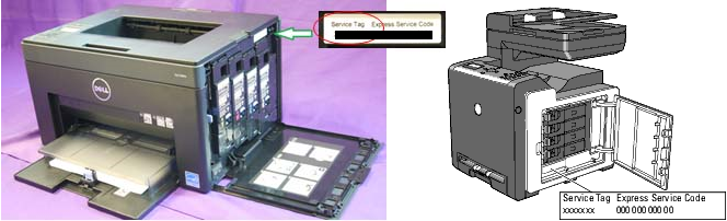 Exemple de numéro de série dans le compartiment de toner latéral