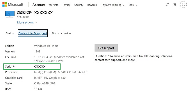 Información de la cuenta de SLN316150_en_US__2Microsoft