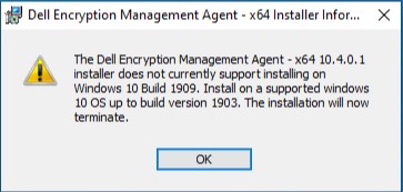 Dell Encryption Management Agent message