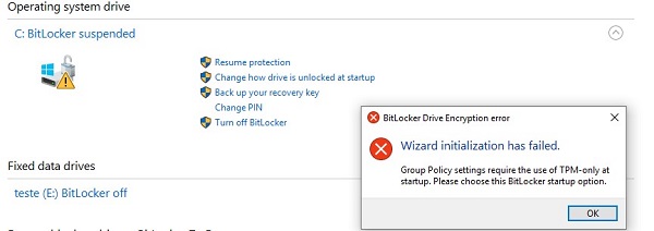 BitLocker Drive Encryption error