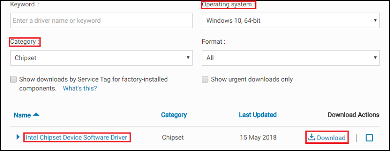 Dell.comSupport downloadpagina voor chipset