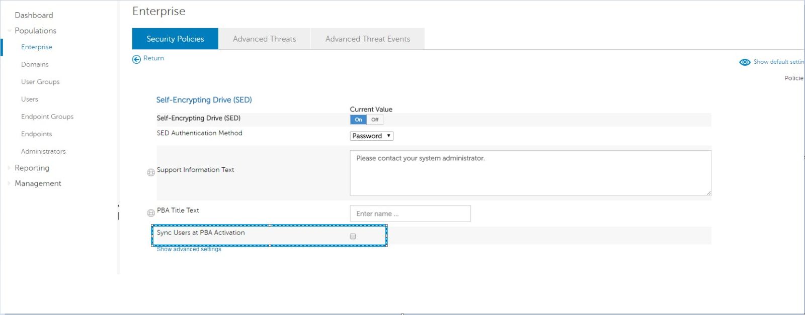 Решения Dell для защиты данных | Панель управления шифрованием